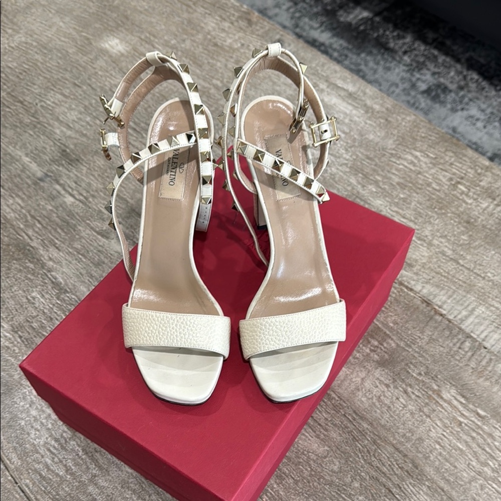 Valentino White Stiletto Heels with Ankle Strap